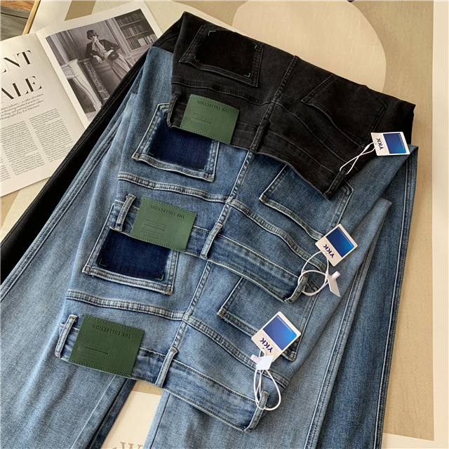 Treasure pants: Slimming, versatile, drape black straight-leg jeans for petite women, high-waisted wide-leg pants pic 34