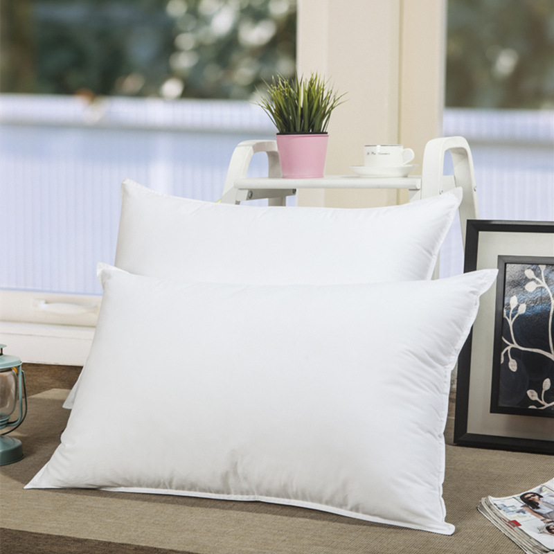 Wholesale five-star hotel pillow cores made of all-cotton feather velvet, adult single-person student neck protection pillows pic 2