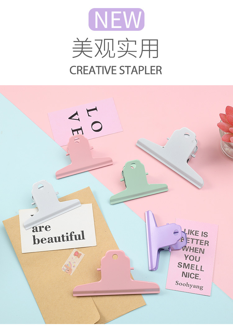 Powerful multi-specification and large-sized mountain-shaped clips, thickened macaron-colored steel clips for documents and office storage clips pic 5