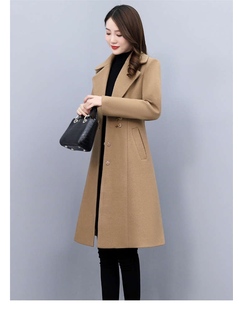 High-end woolen overcoat for women, mid-length, 2021 new autumn and winter Korean style, fashionable and elegant, fitted suit collar jacket pic 9