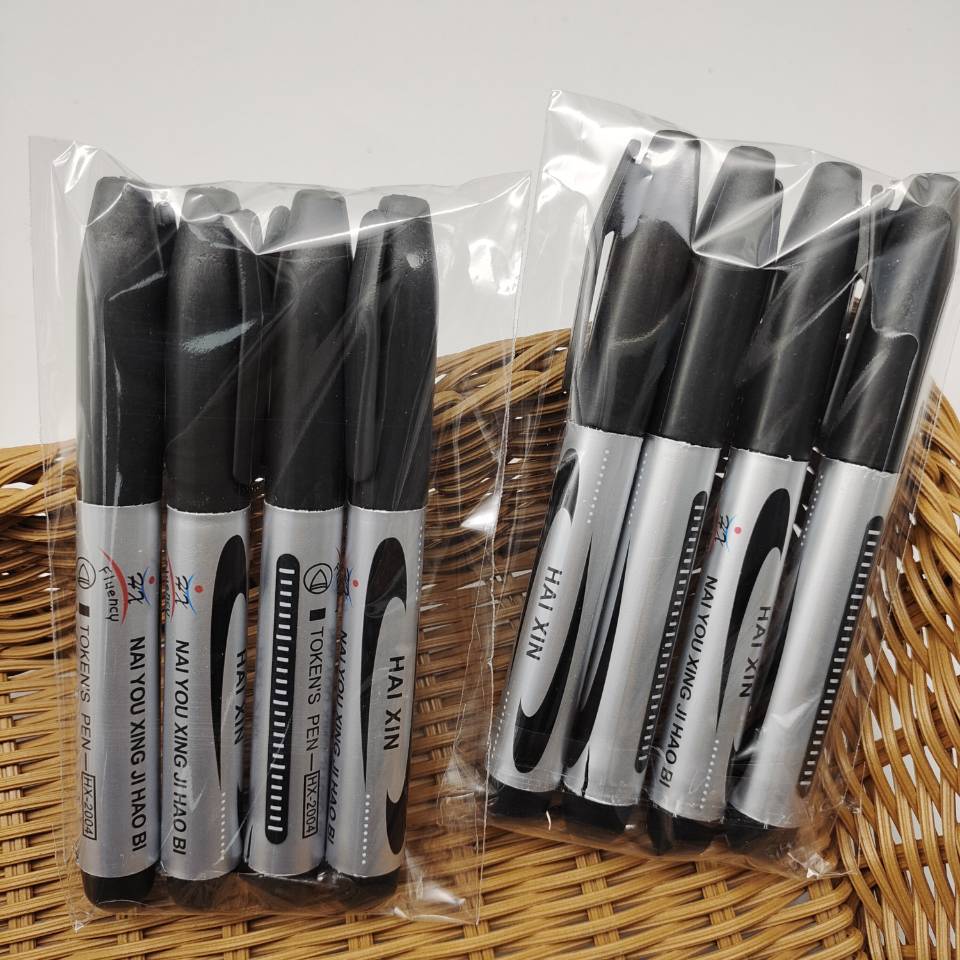 4 marker pens in a bag: large large-headed pen, black ink-filled large-headed pen, blue and red oil-based express logistics pen pic 10