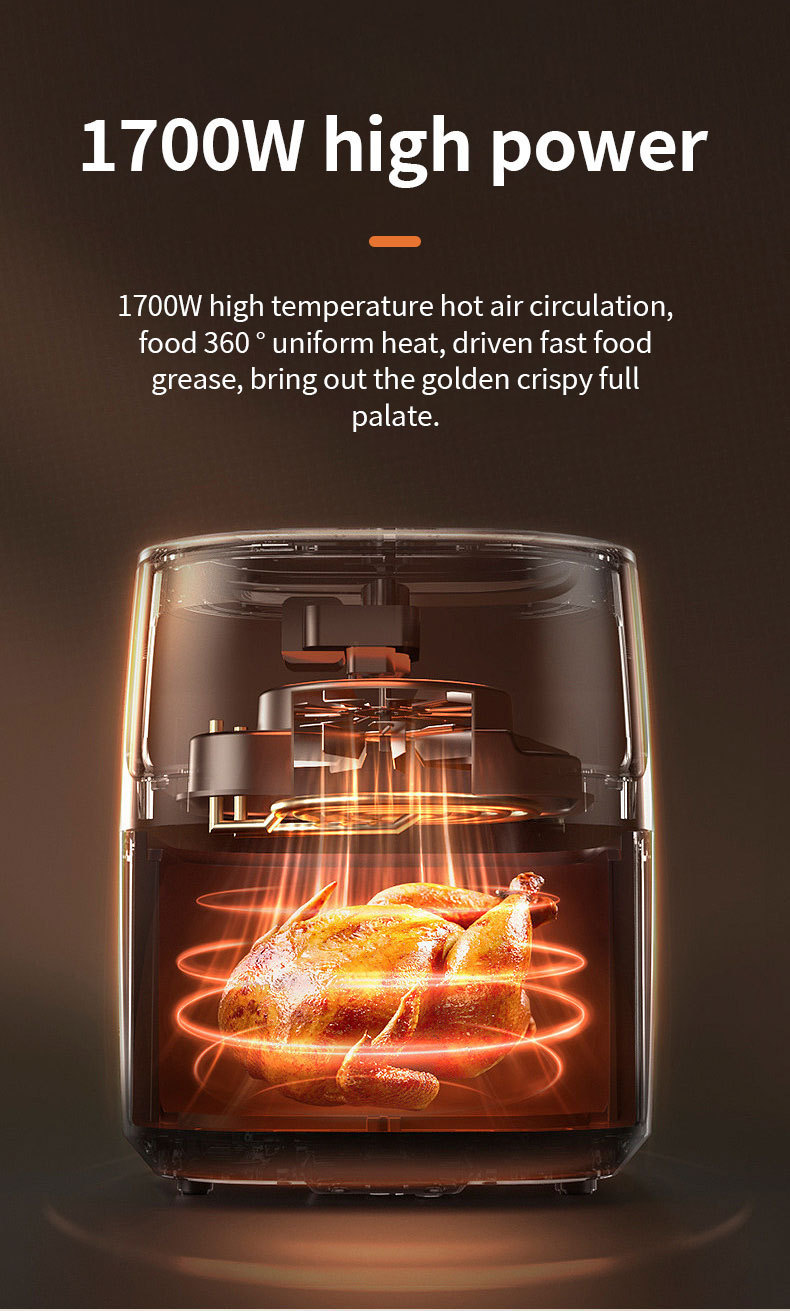 Household air fryer, electric fryer, 8L cross-border export capacity, healthy fryer, stainless steel, WiFi-connected fryer pic 5