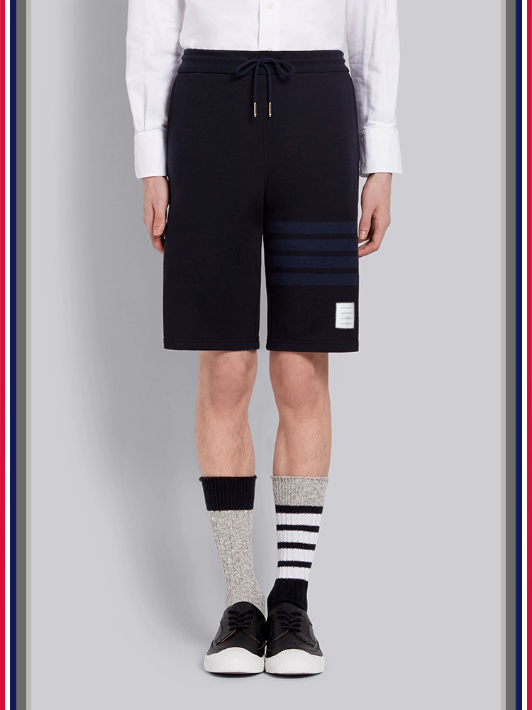 TB teñido teñido cuatro barras rayas moda hombre verano moda pantalones de algodón moda marca pantalones medios pantalones deportivos pantalones casuales hombres pic 33