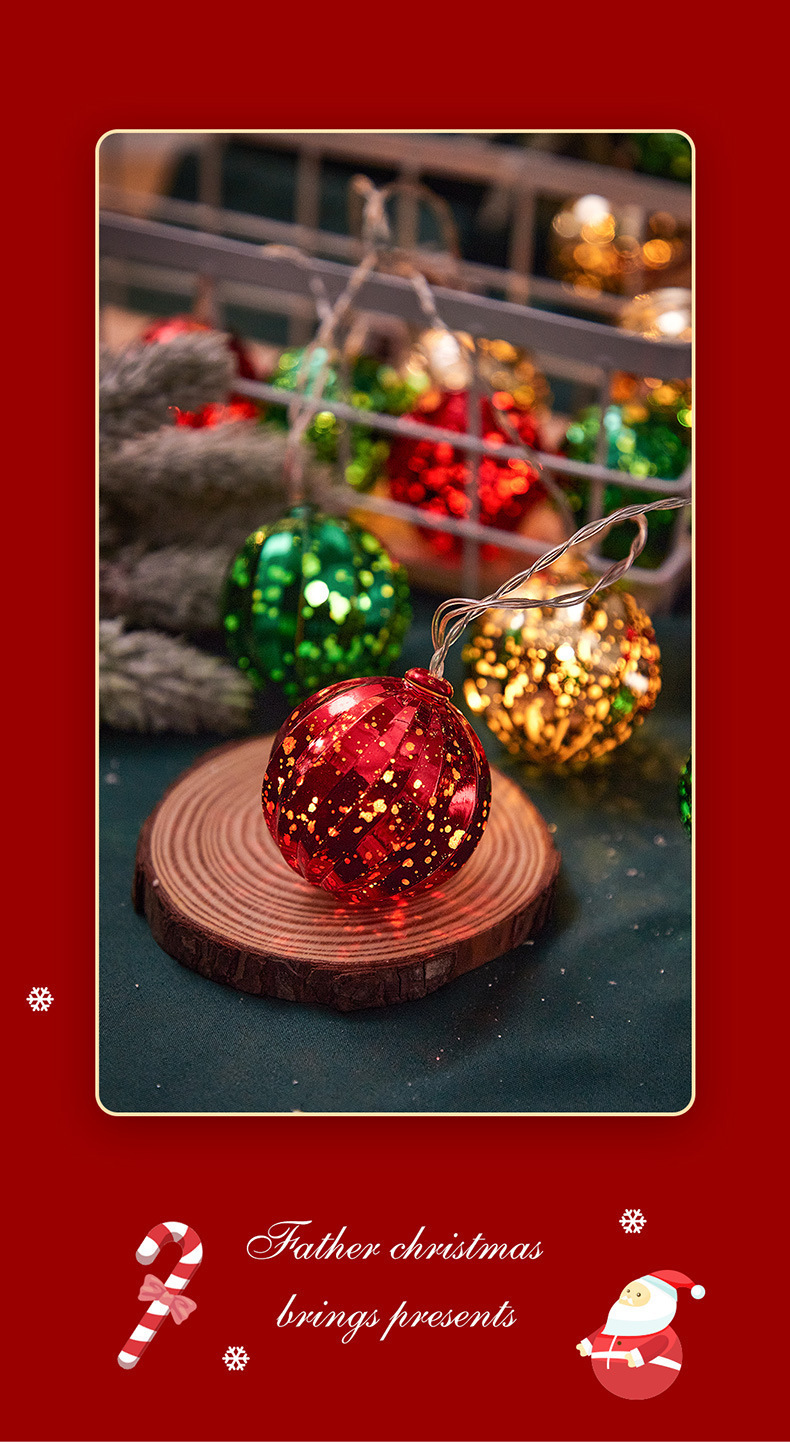 圣诞节新品LED星星电镀圣诞球天罗球灯串圣诞树氛围灯装饰彩灯详情1