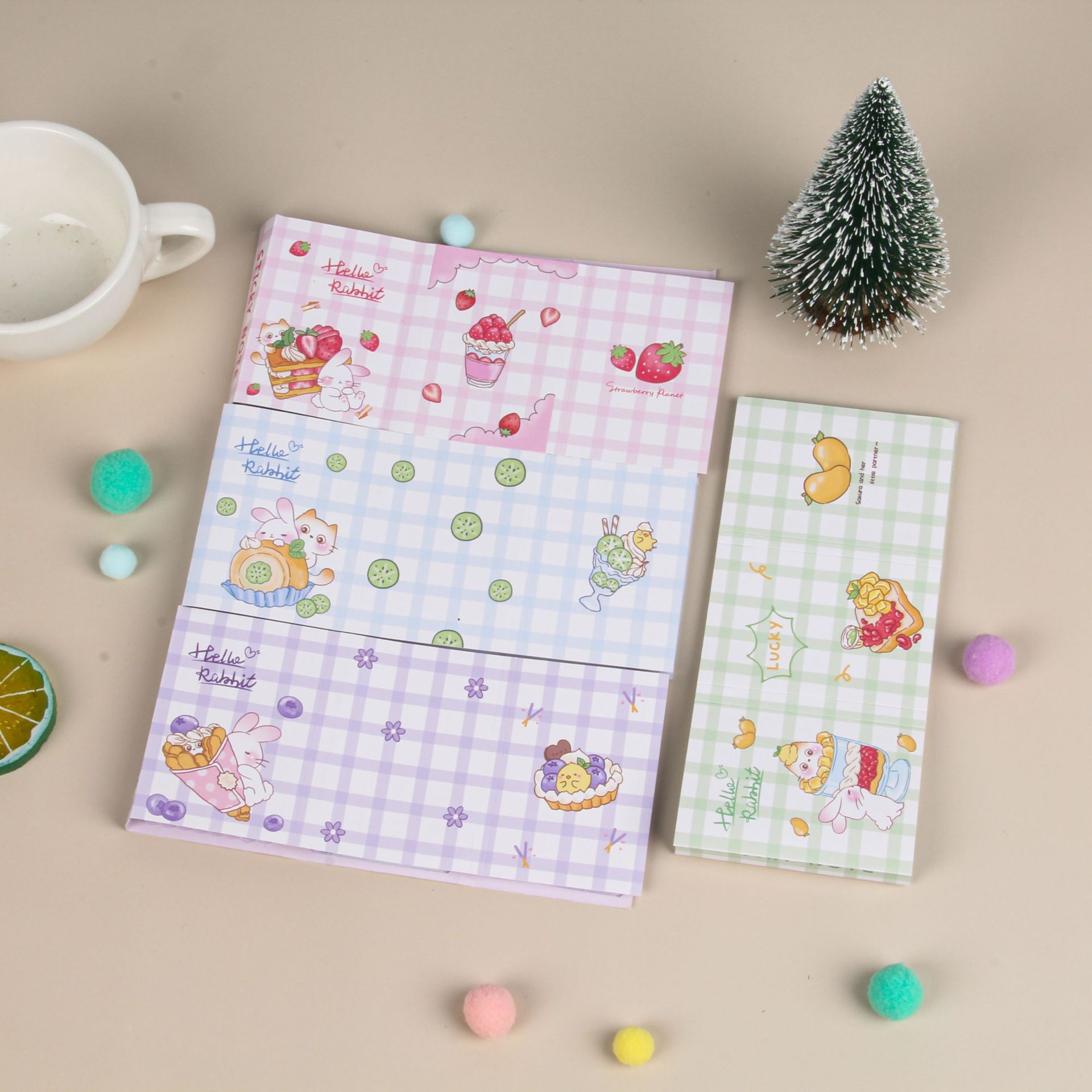 Customized creative cartoon sticky notes, cat and rabbit combination sticky notes, custom-made cute sticky note stickers, wholesale index stickers pic 2
