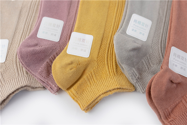 双针女士船袜 纯色日韩系学院风浅口女袜子全棉纯色百搭低帮棉袜详情28