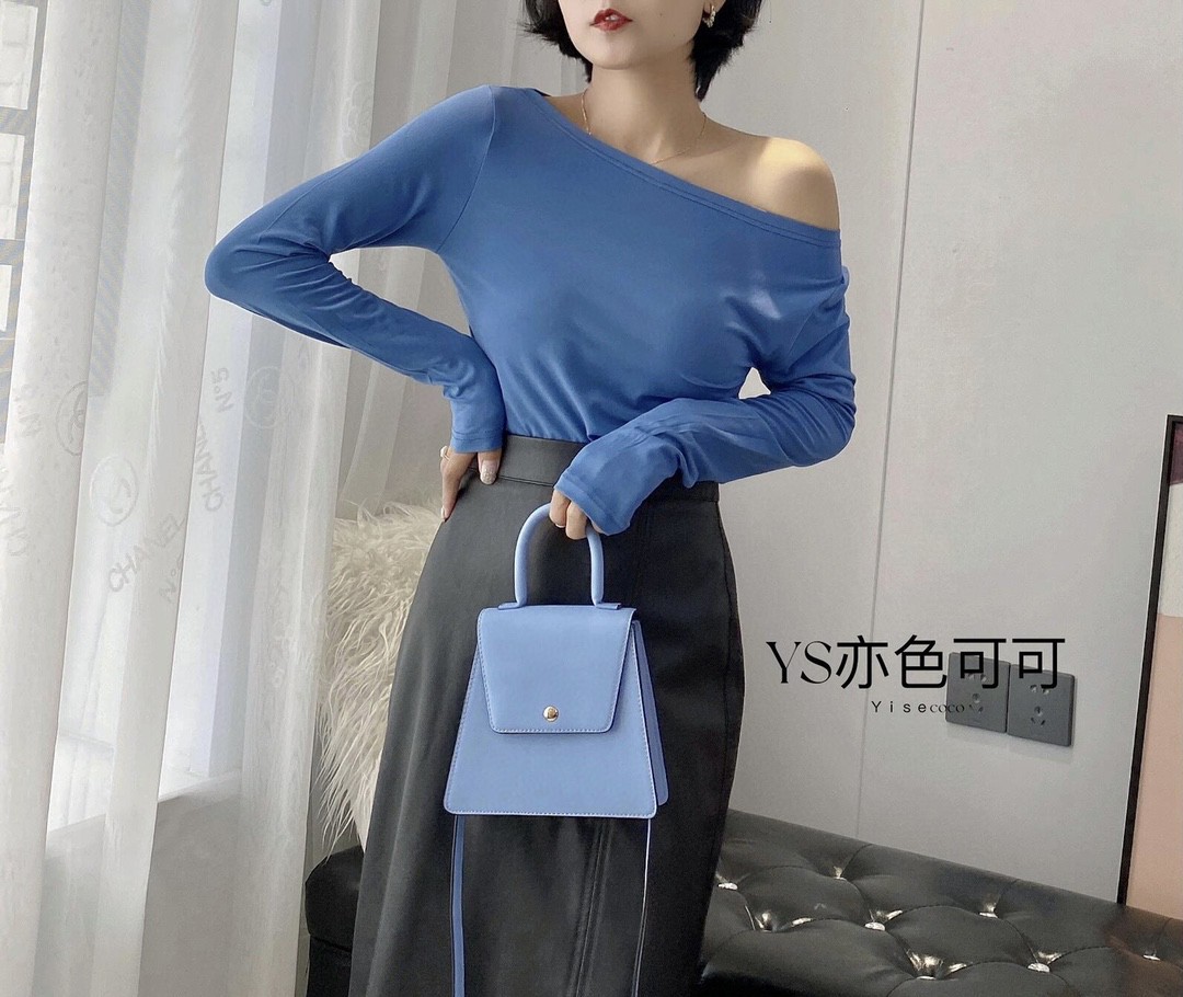 Yise Coco one-neck base layer for Women 2021 Early Autumn New style Japanese sweet and sexy thin long-sleeved top pic 17