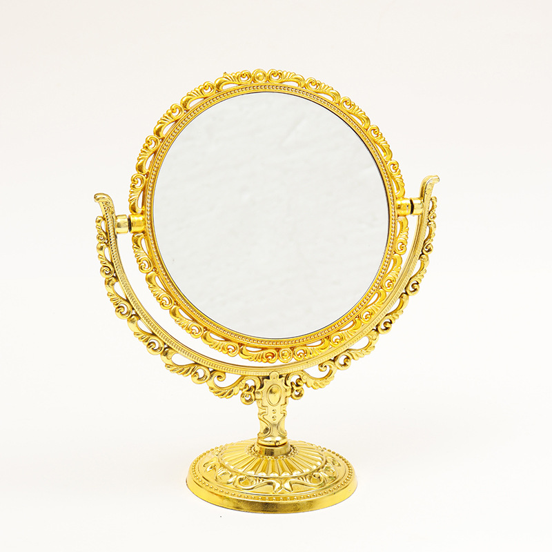 New round makeup mirror in stock, European-style small double-sided dressing mirror, retro detachable and rotatable makeup mirror pic 8