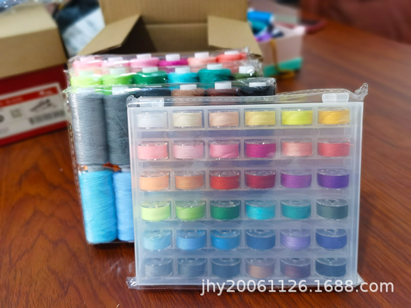 36-color 402 sewing thread with 36-color shuttle core set, can be added with hand sewing needle card shuttle core box, small thread, hand sewing thread pic 2