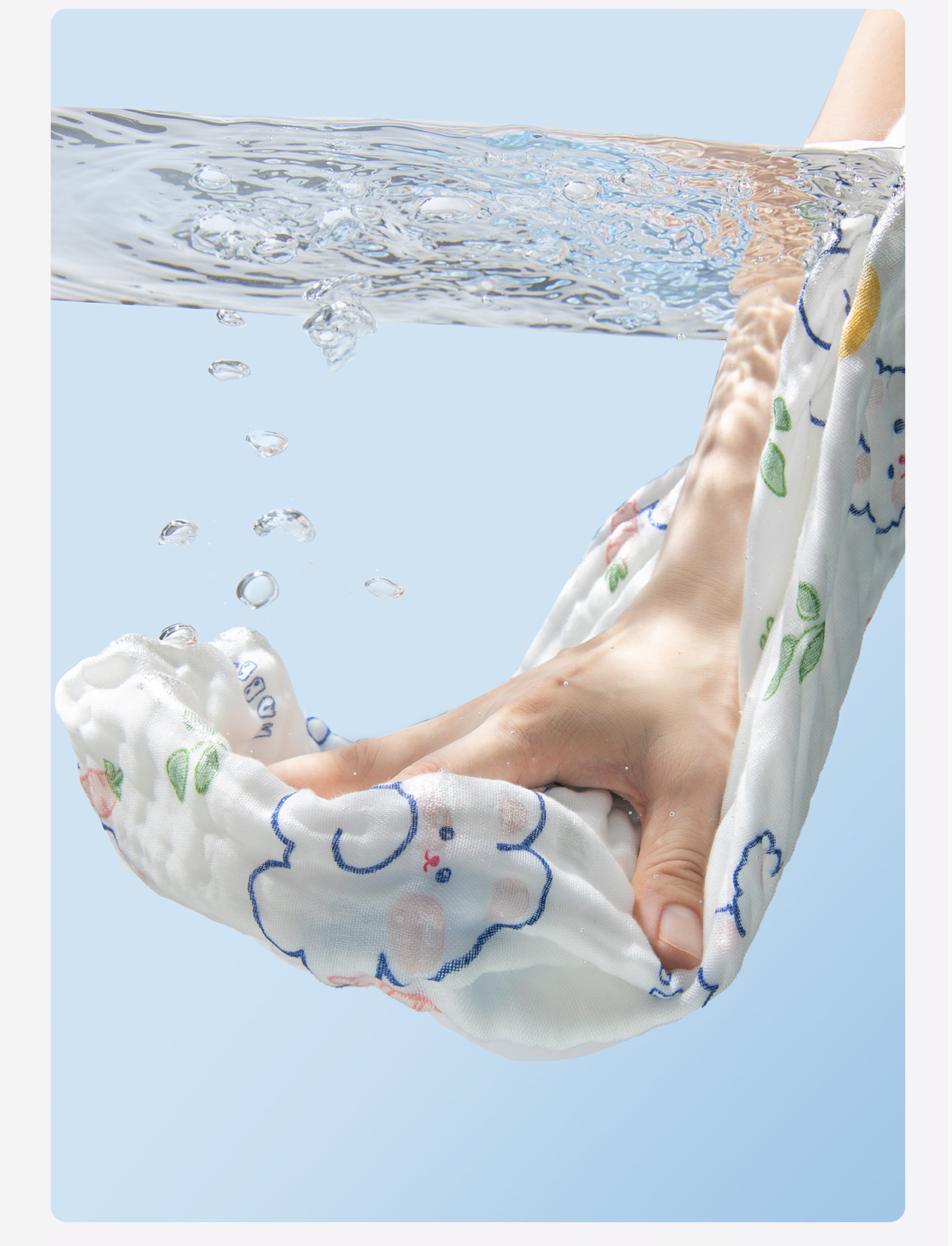 三利毛巾六层纯棉洗脸巾新生婴儿方巾4层纱布口水巾幼儿园小毛巾详情16