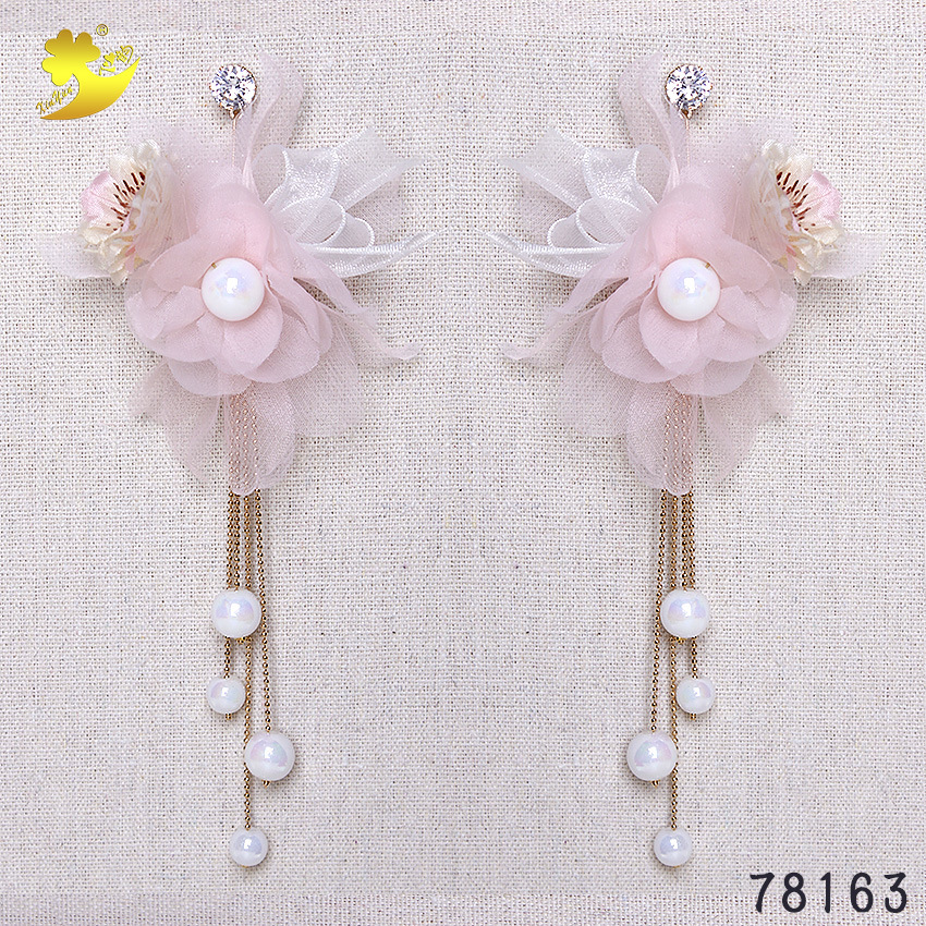Korean-style long tassel earrings, wedding dress accessories, festival banquet dress earrings, travel commemorative high-brightness pink earrings pic 11