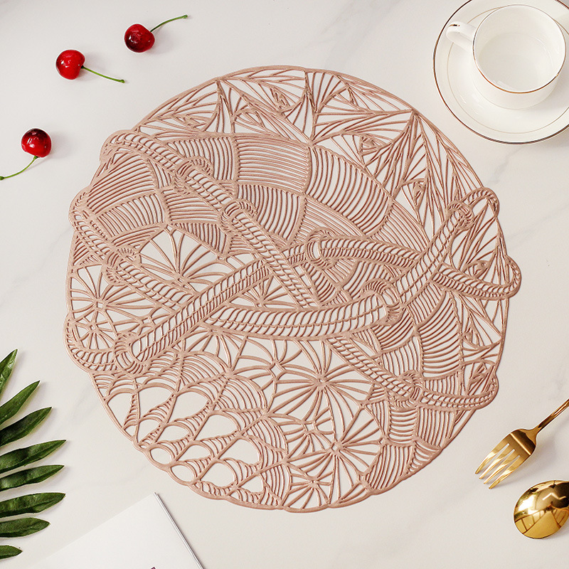 Womei Fashion Home Design round gold-embossed tablecloth and table mat, European-style light luxury PVC waterproof, anti-slip, oil-proof, heat-resistant, wear-resistant and heat-insulating pad pic 8