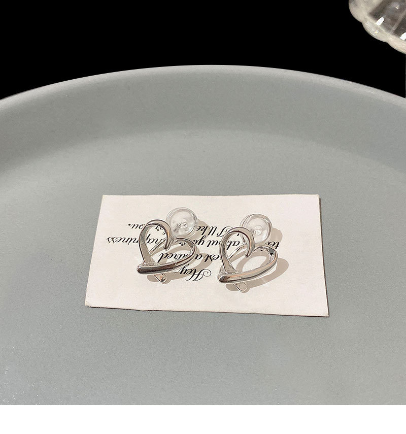 韩版金属风爱心无耳洞耳夹女小众简约气质银色耳环百搭个性耳饰品详情13