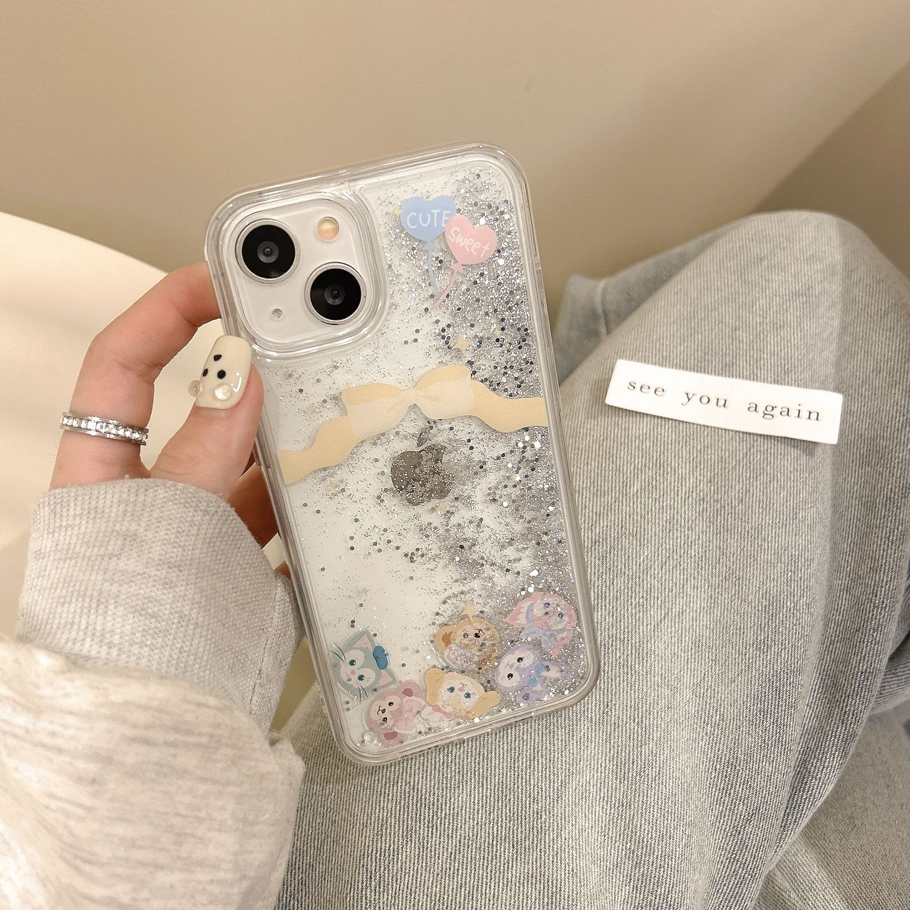 The popular cartoon is cute and fun, suitable for iPhone14pro max and iPhone 15. The phone case is 13/12 transparent with flowing sand pic 54