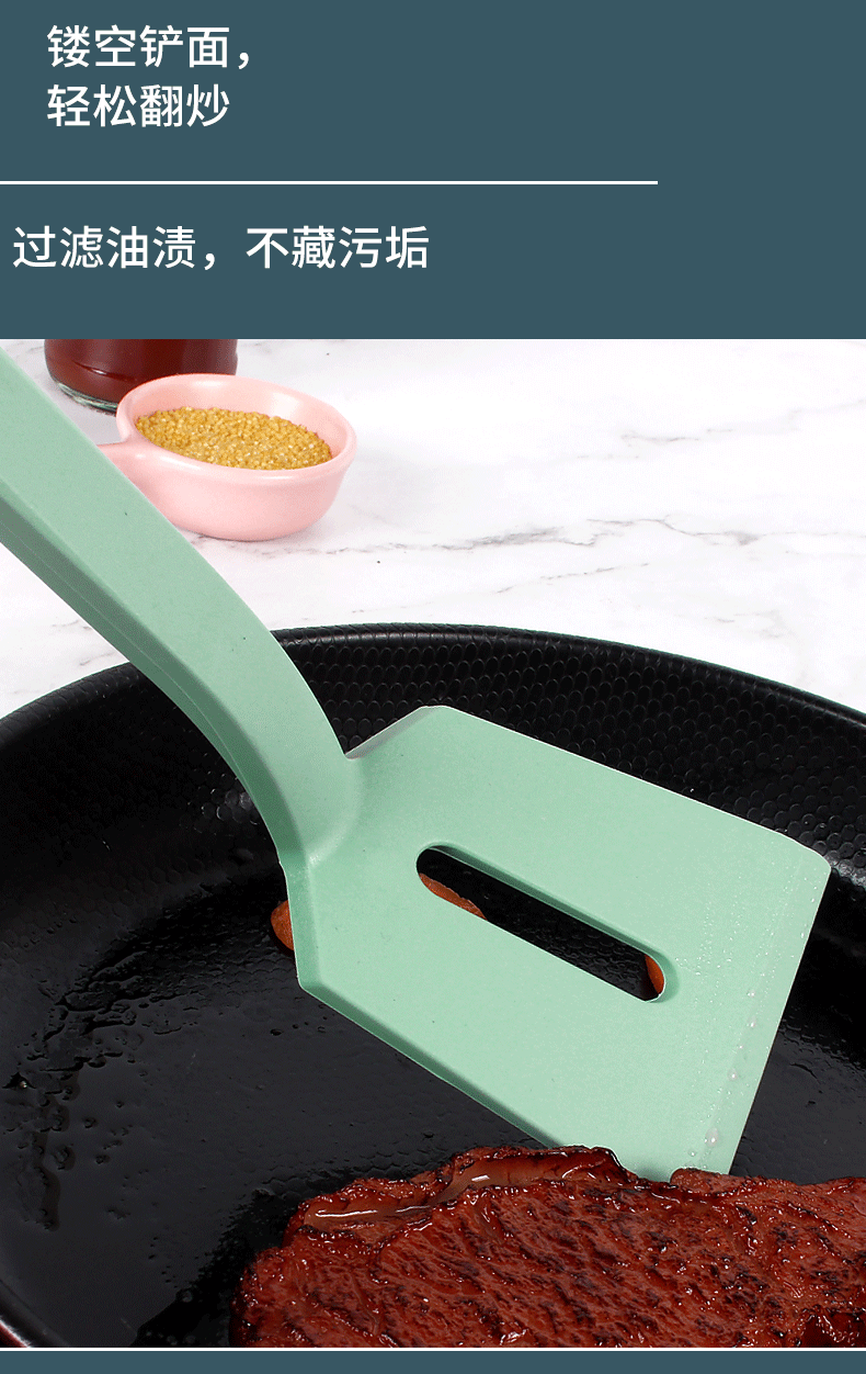 新款加厚硅胶厨具三件套不粘锅专用锅铲汤勺漏铲厨房烹饪勺铲套装详情7