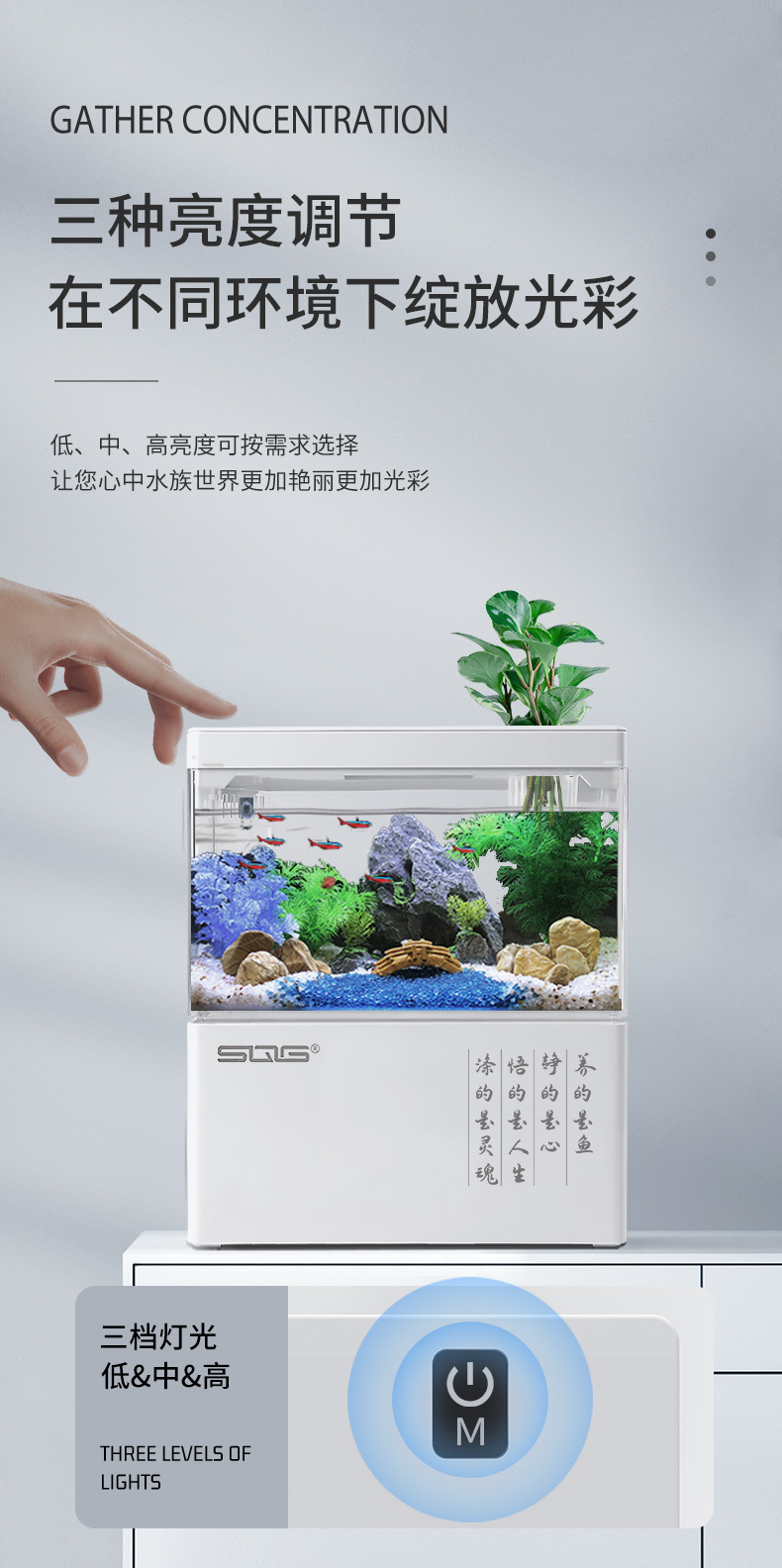 Self-circulating small fish tank bottom filter ecological micro-tank office small desktop mini creative no need to change water landscape fighting fish pic 6