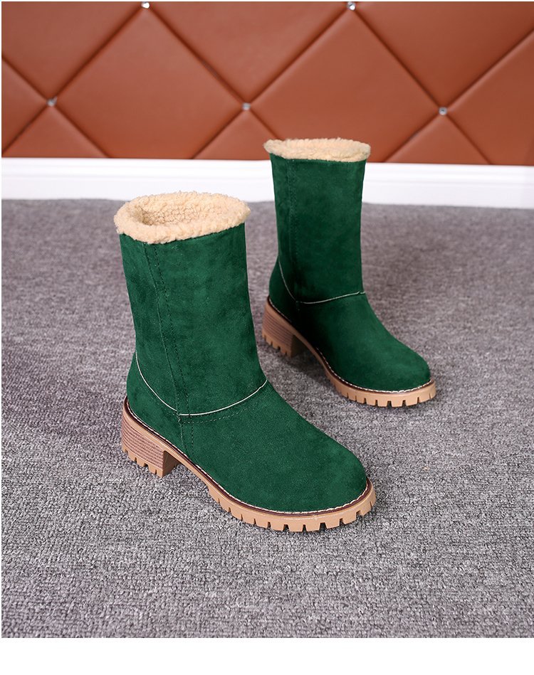 2024冬季新款绒面厚底粗跟中筒靴43码保暖棉鞋圆头大码外贸女靴子详情26