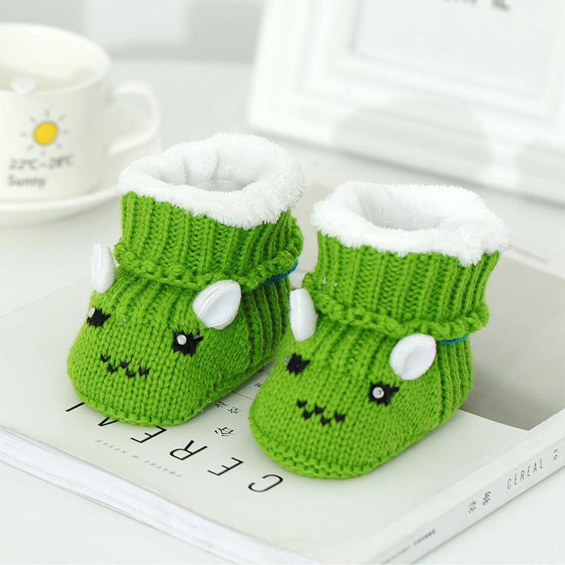 Otoño invierno 0-6 meses tejido a mano zapatos de lana de bebé cien días luna llena bebé no cae zapatos 3 más peluche zapatos de algodón engrosado pic 16