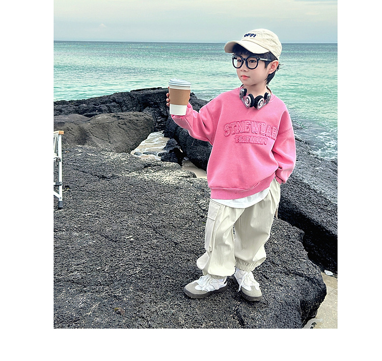 男童卫衣秋装2024新款儿童春秋款粉色长袖上衣男孩秋季宽松帅气潮详情21