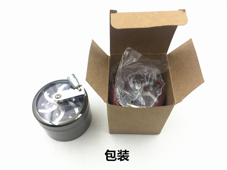 跨境专供锌合金磨烟器四层塑料手摇铝制金属碎烟器磨烟盒打火机详情7