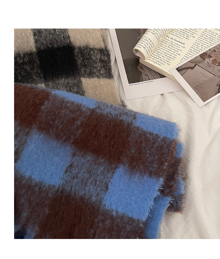 秋冬季围巾女千鸟格仿羊绒针织保暖加厚高级感韩版学生情侣围脖详情15