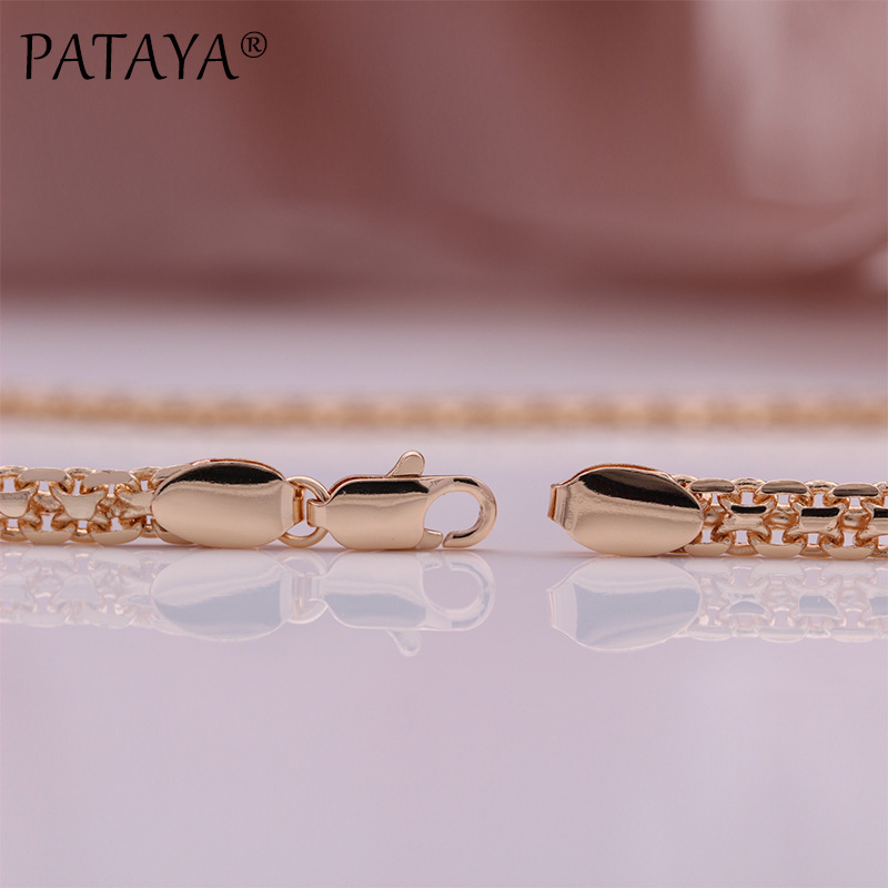 PATAYA585 rose gold genuine gold color retention electroplated cross-border direct supply AliExpress copper bracelet necklace matching pic 3