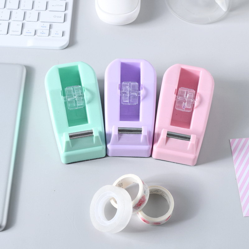 Cross-border direct supply macaron-colored small tape seat, creative color desktop office tape machine, packaging and cutting device pic 3