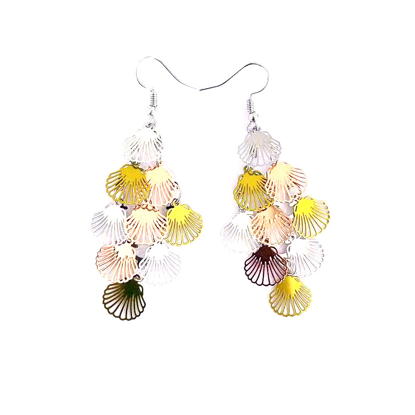 New arrivals: Popular European and American shell multi-color small nine-piece earrings and pendants, cross-border bestsellers, color-blocked tassel earrings pic 12