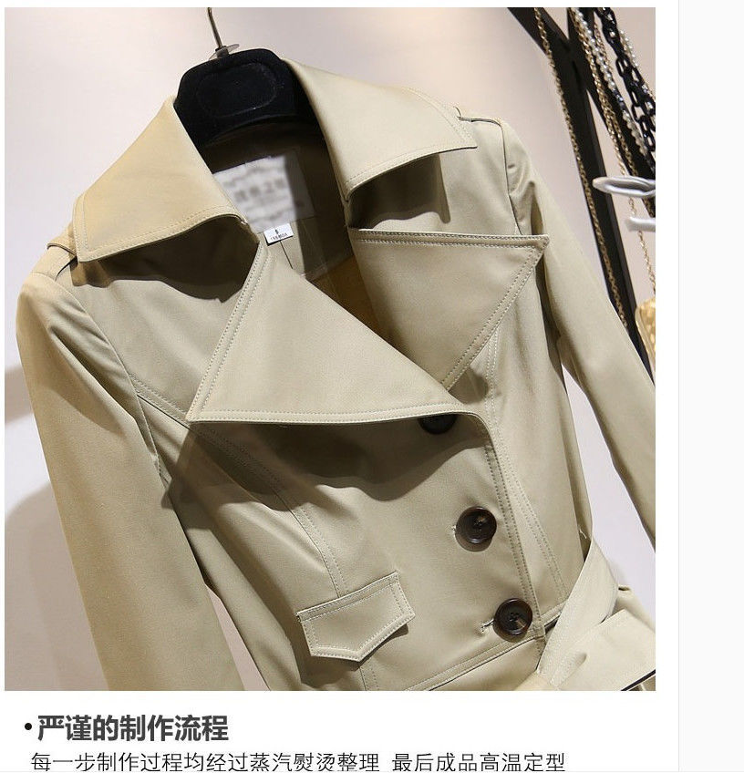 赫本风裙摆风衣收腰千鸟格女式中长款外套大衣年新款详情9