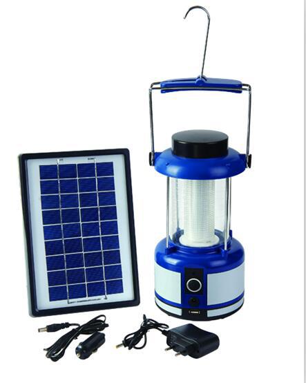 A silver spray-painted 3-watt solar panel with 36 leds and a USB interface, multi-functional camping lamp that can charge mobile phones pic 1