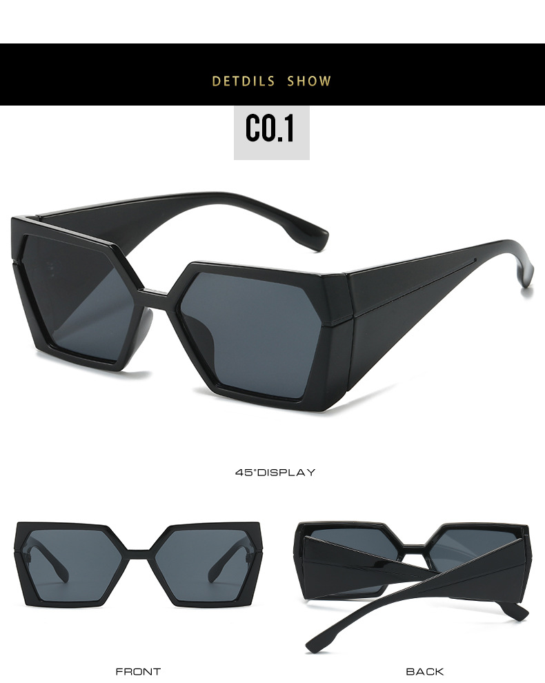 2024 Cross-border new square-framed sunglasses, European and American fashion and individuality, Instagram hip-hop rectangular fashion sunglasses for women pic 7