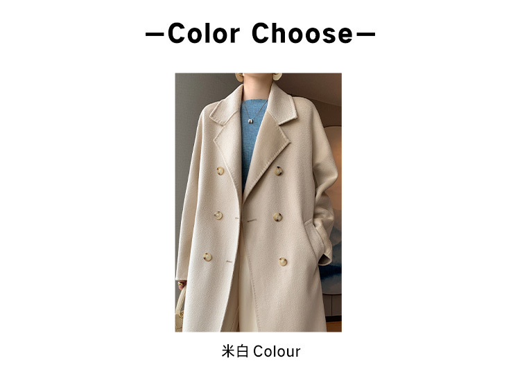 Double-sided woolen water ripple coat for women, mid-length, autumn and winter Korean style, stylish and stylish, double-breasted woolen coat pic 6