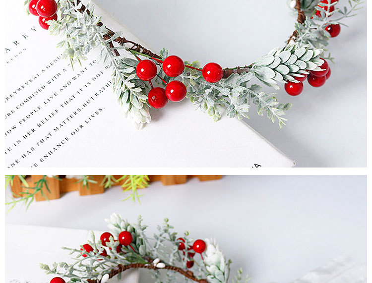 New best-selling Christmas wreath, red berry simulation wreath headband, wedding, travel, commemorative holiday headwear pic 9