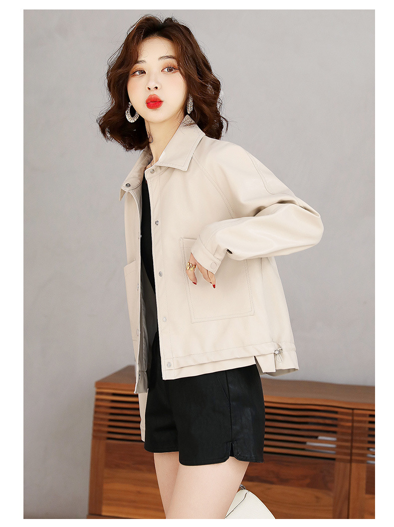 2022年新款春秋小皮衣女外套短款机车服韩版修身长袖pu皮夹克详情34