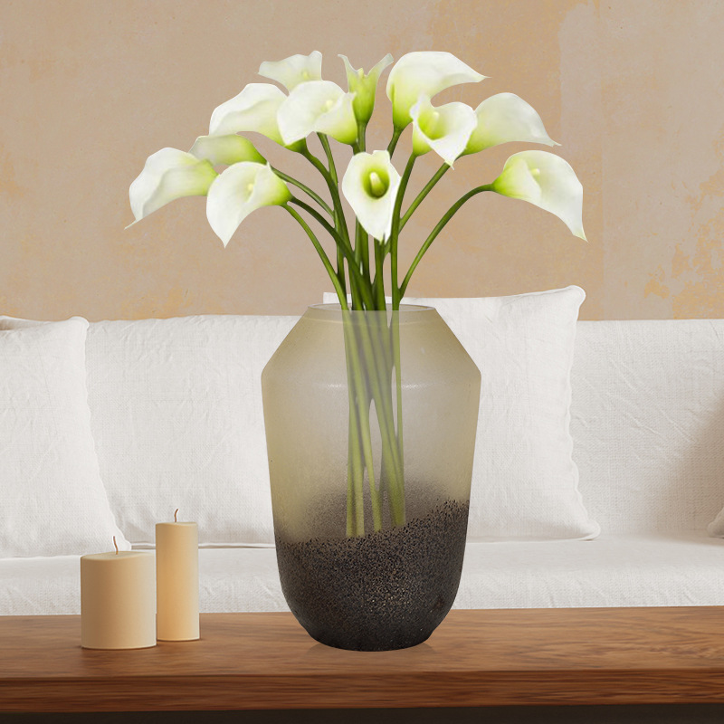 欧式创意黑色竖纹磨砂玻璃花瓶不规则插花器软装玄关摆件详情3