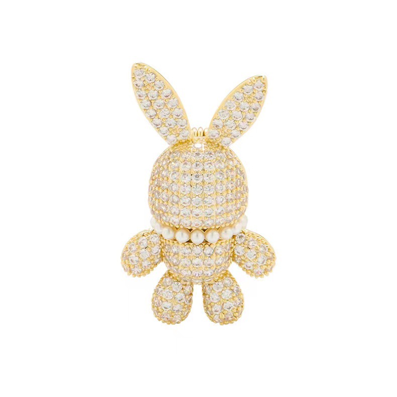 Korean style Zircon 2023 new trendy light luxury three-dimensional full diamond rabbit brooch, high-end women pic 9