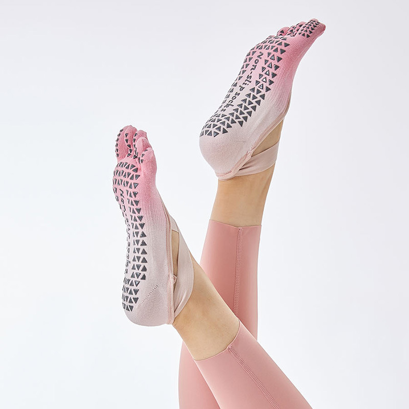 新渐变色棉分指瑜伽袜子专业防滑女士五指袜普拉提健身亚马逊跨境详情5