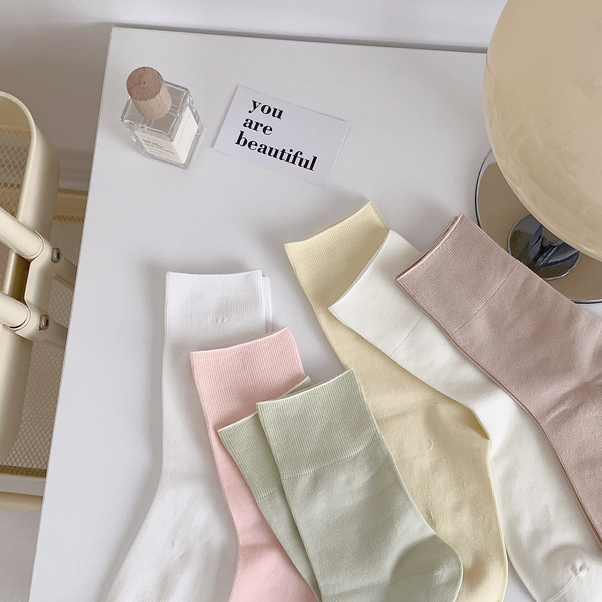 夏天女生袜子无骨堆堆月子袜日系马卡龙色松口春夏薄款简约中筒袜详情9