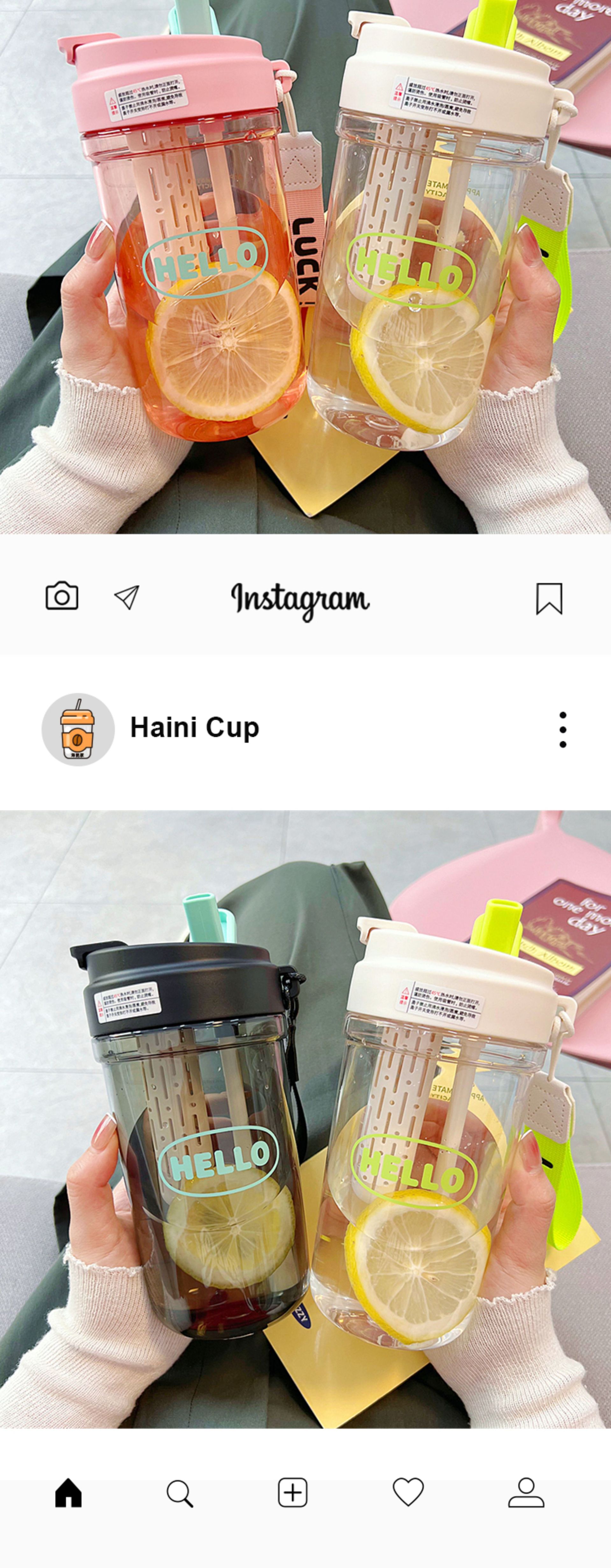 韩式高颜值学生水杯耐高温吸管咖啡杯花茶杯大容量便携塑料杯杯子详情3