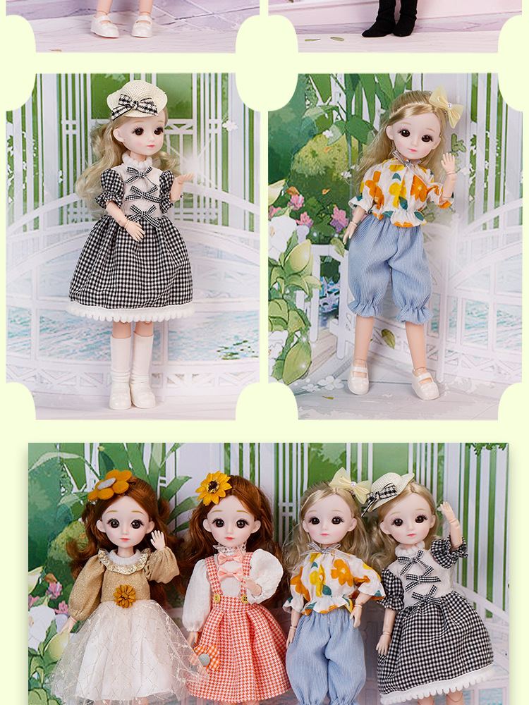 12寸时装巴比娃娃小女孩儿童玩具30cm过家家洋娃娃衣服可以脱卸详情8