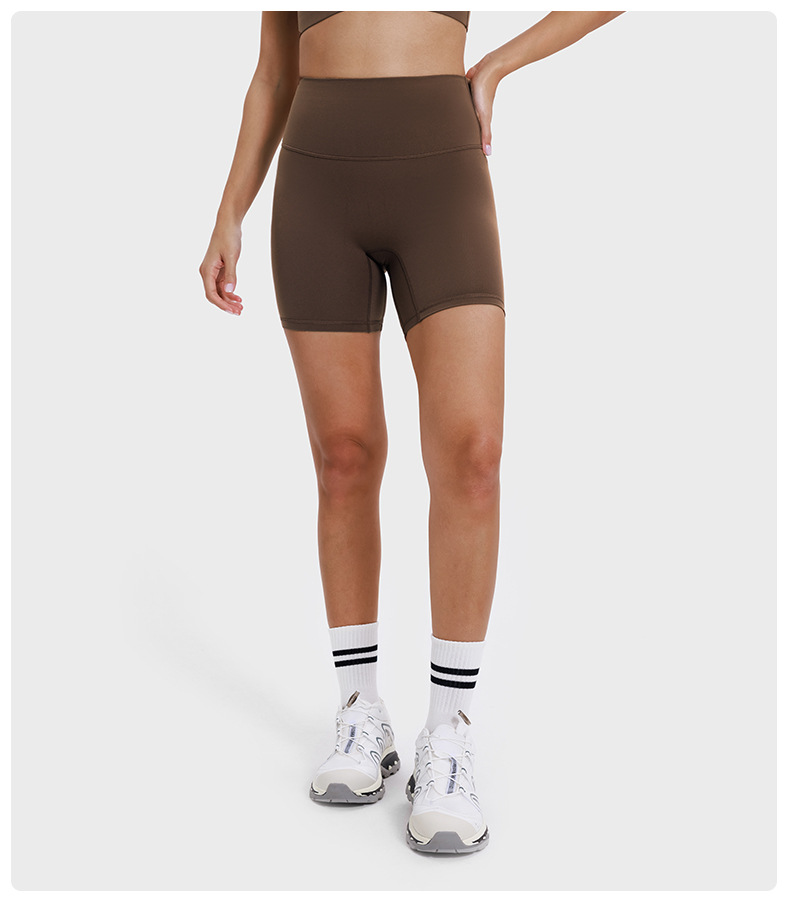 New nude-feel, no-embarrassment line solid color yoga shorts, double-sided brushed tight elastic sports and fitness three-inch pants for women pic 30