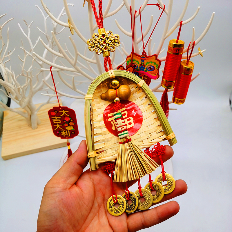 Copper coins, small brooms, dustpans, hanging ornaments, door decorations for moving into a new home, indoor hanging ornaments, TV wall decorations for the Qingming and Dragon Boat festivals pic 34