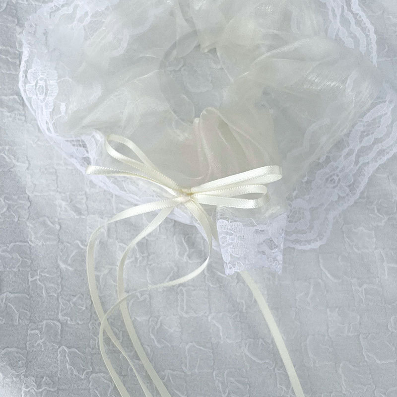 韩系轻奢人鱼姬透明蕾丝刺绣蝴蝶结大肠圈女甜美扎头绳气质发饰详情4