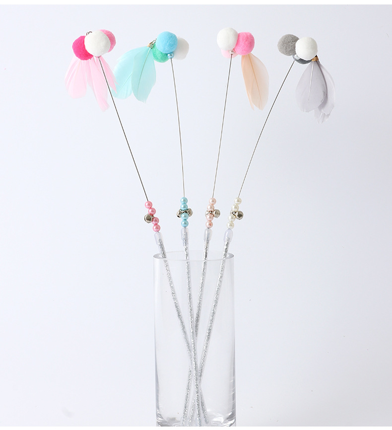 Wholesale in stock: Pipi Tao Three-Ball three-Feather short cat toy with bell feather, pet cat toy pic 40