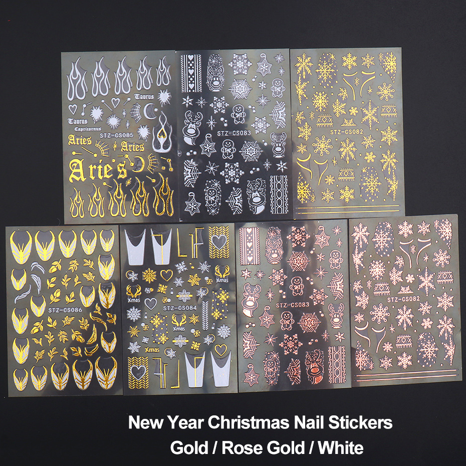 Cross-border new nail stickers ins Leaf Rose Heart Line Platinum Flame self-adhesive nail stickers shanilak pic 11
