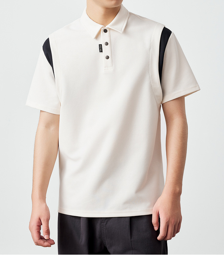 墨麦客250g横纹肌理短袖polo衫男2025夏新款简约撞色男士t恤71245详情26