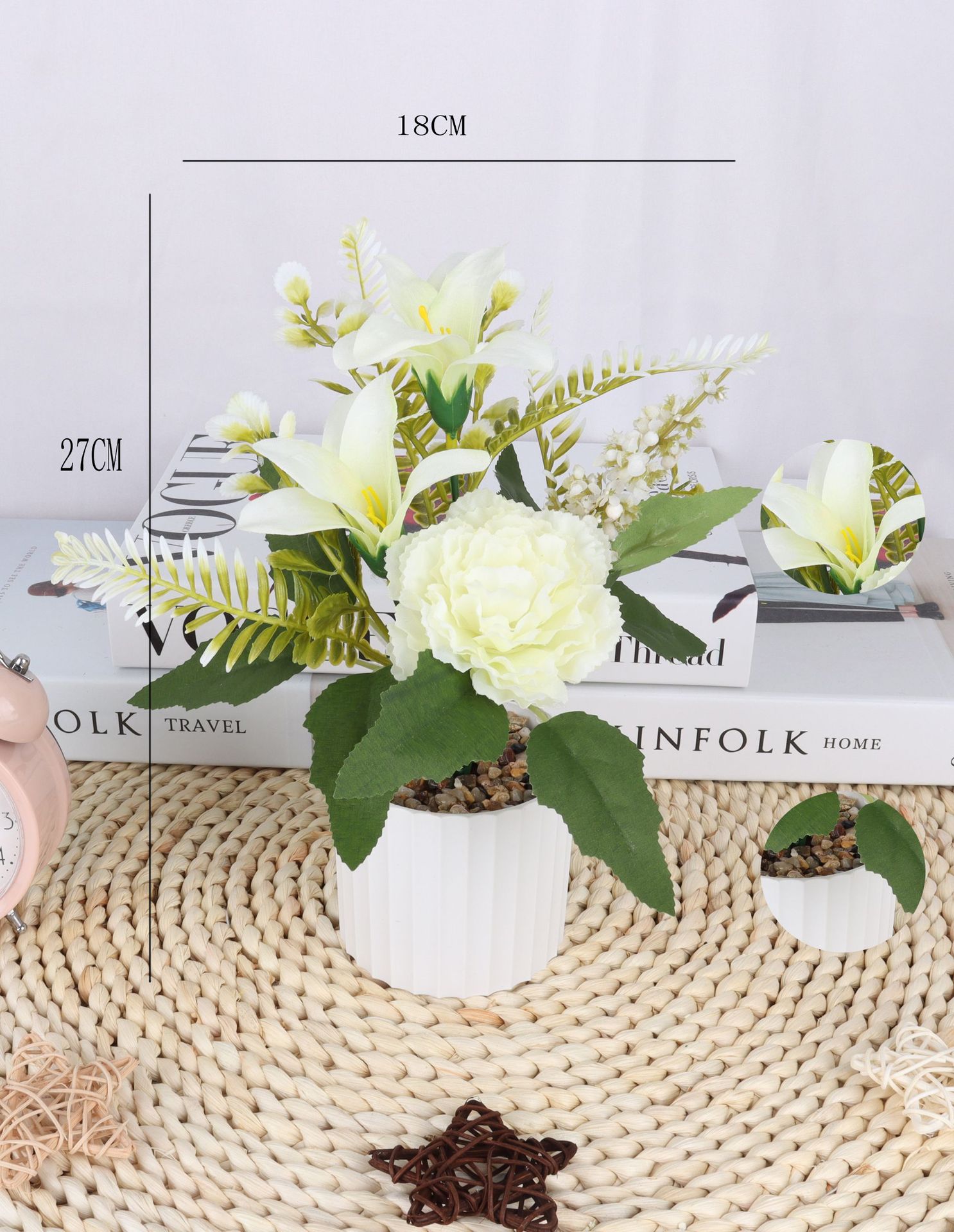 仿真康乃馨/仿真盆景/仿真花创意内室小摆件/亚马逊厂家直供详情4