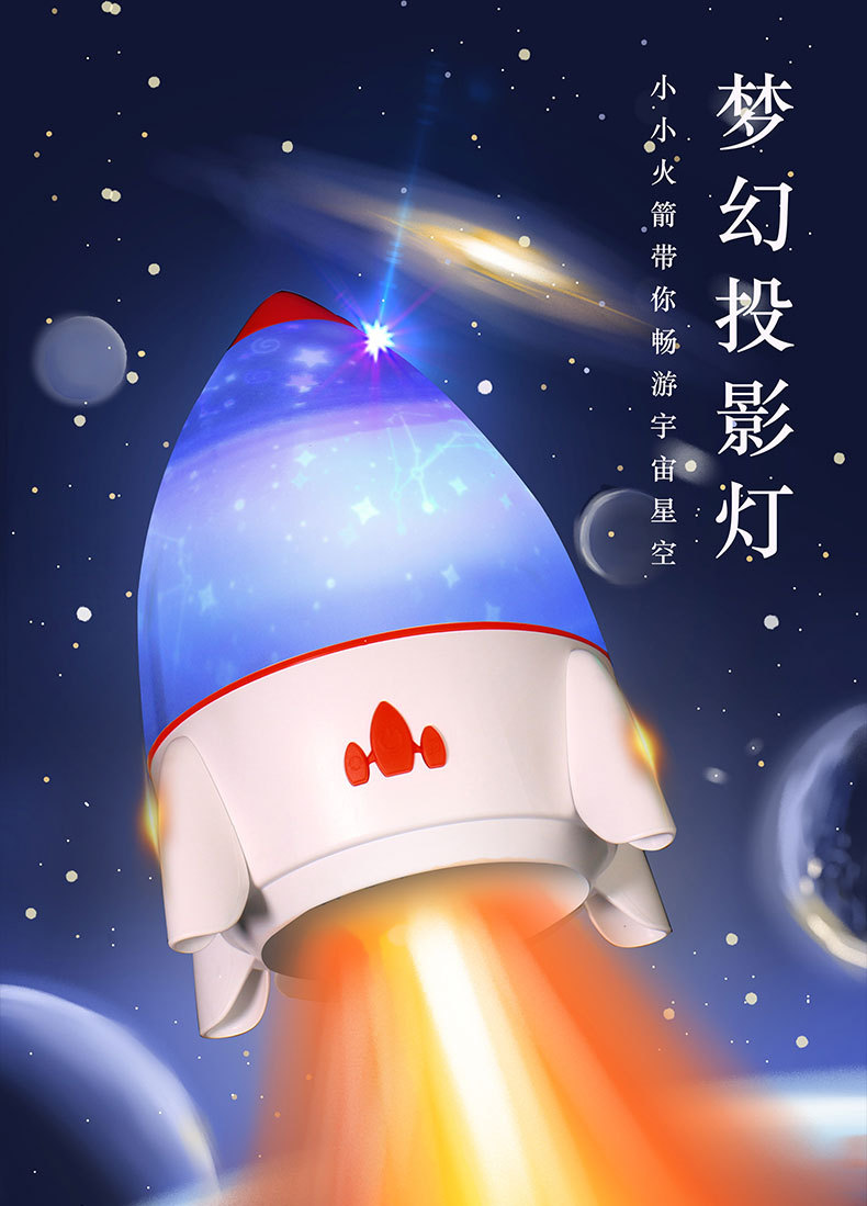 星空海洋星座小夜灯旋转浪漫满天星氛围灯生日礼物卧室火箭投影灯详情1