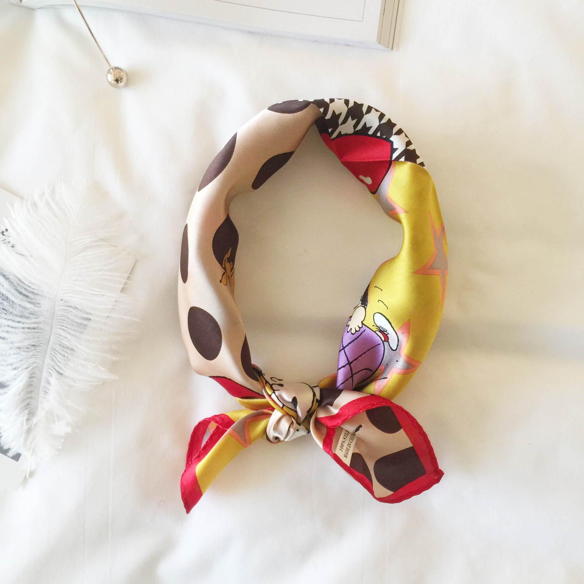 Wholesale silk scarves for overseas gifts and return gifts, cross-border silk autumn and winter decorative plain crepe satin 53cm floral neckerchiefs, small square scarves pic 92