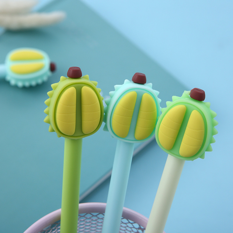 Korean version silicone cartoon gel pens, fruit durian-shaped silicone gel pens, 36 pieces per box wholesale customization pic 1